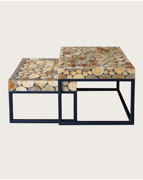 Aïda - Mesita cuadrada extraíble de teca