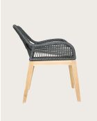 Set de 4 sillas Santorini de teca maciza y cuerda gris