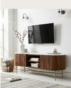 Céline - Mueble de TV de madera de mango con tapa de mármol 150 cm