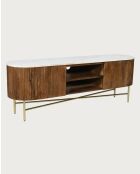 Céline - Mueble de TV de madera de mango con tapa de mármol 150 cm
