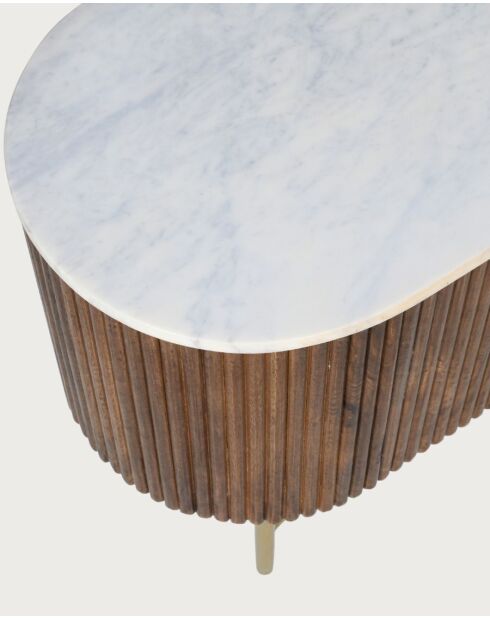 Céline - Mueble de TV de madera de mango con tapa de mármol 150 cm