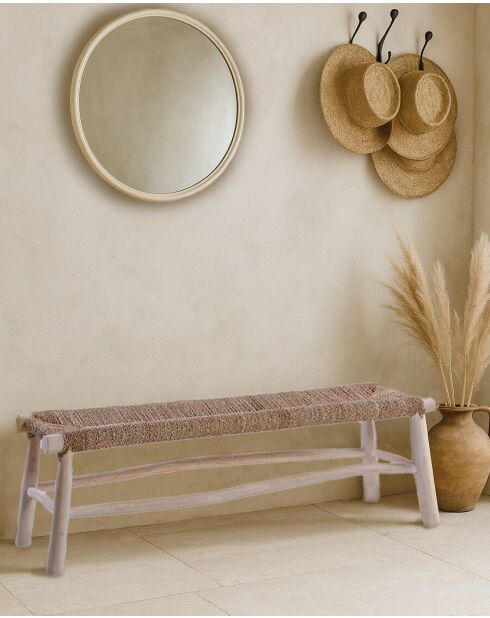 Matra - Banc en branches de teck et de jacinthe d'eau 160x45x55cm