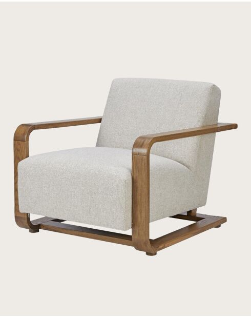 Rima - Fauteuil en bois massif chêne et en lin 77x90x73cm