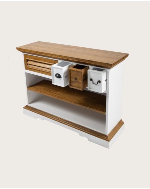 Inda - Console en Mindy massif naturelle et blanche 110 cm