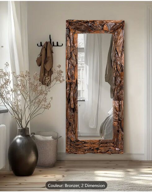 Boima - Miroir en bois de teck finition antique 110x10x200cm