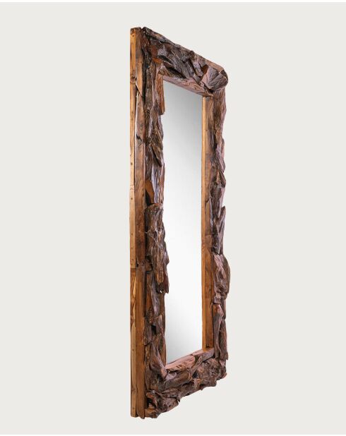 Boima - Miroir en bois de teck finition antique 110x10x200cm