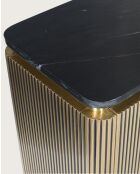 Glory - Groot dressoir in verouderde koperen afwerking met zwart marmeren blad 160 cm