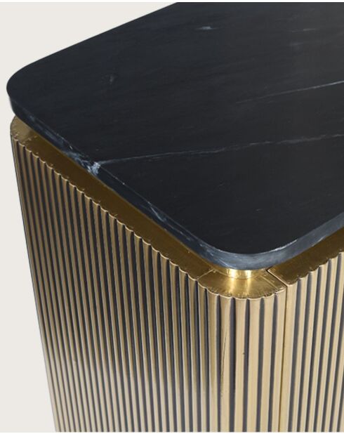 Glory - Großes Sideboard aus gealtertem Messing mit schwarzer Marmorplatte, 160 cm