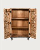 Lotus-Petit armoire cérusé en bois massif de manguier 80cm