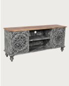 Lotus - Mueble de TV de mango macizo encalado de 150 cm