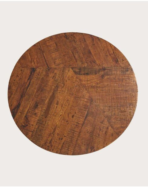 Prague - Ronde eettafel in massief hout en gouden tulpenvoet D110 cm 6 pers