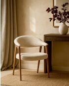 Soria - Esszimmerstuhl aus beigem Stoff mit Gestell aus gebleichtem Holzfinish