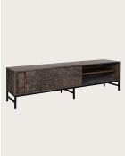 Hawaii - Mueble de TV negro de mango macizo tallado de 160 cm
