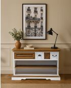 Inda - Console en bois massif de Sungkai - Blanc et naturel 110cm