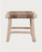 Matra - Tabouret en branche de teck et jacinthe d'eau 45x45x55cm
