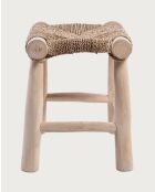 Matra - Tabouret en branche de teck et jacinthe d'eau 45x45x55cm