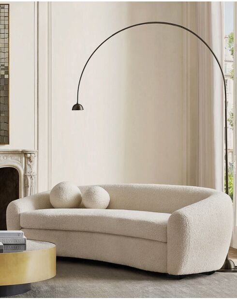 Curve - Canapé arrondi 3 places en tissu bouclé cream 70cm