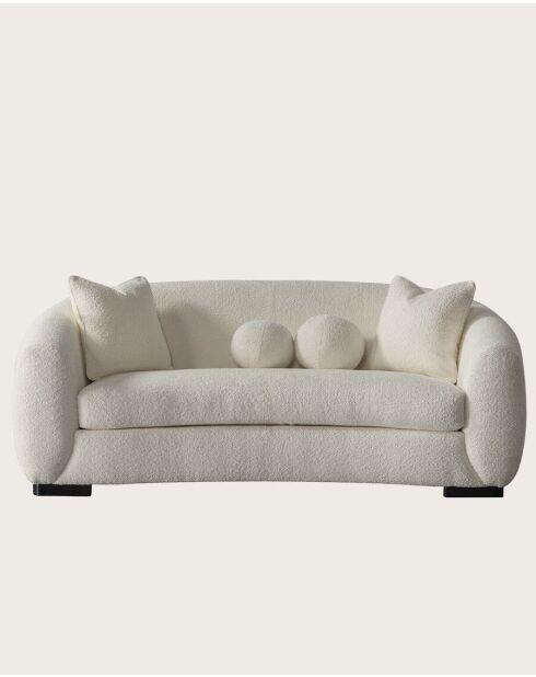 Curve - Canapé arrondi 3 places en tissu bouclé cream 70cm