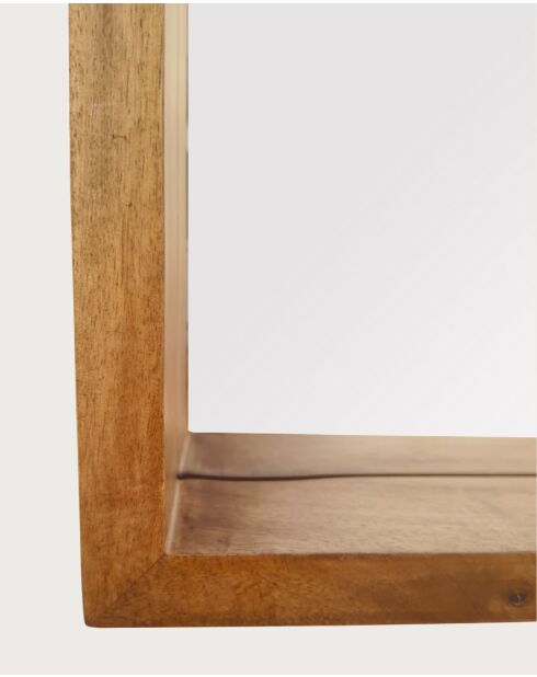 Rovio - Grand miroir mural rectangulaire en bois de manguier - 60x10x76 cm