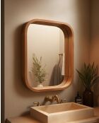 Ligno - Miroir mural salle de bain en bois massif de manguier - 60x10x76 cm