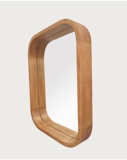 Ligno - Miroir mural salle de bain en bois massif de manguier - 60x10x76 cm