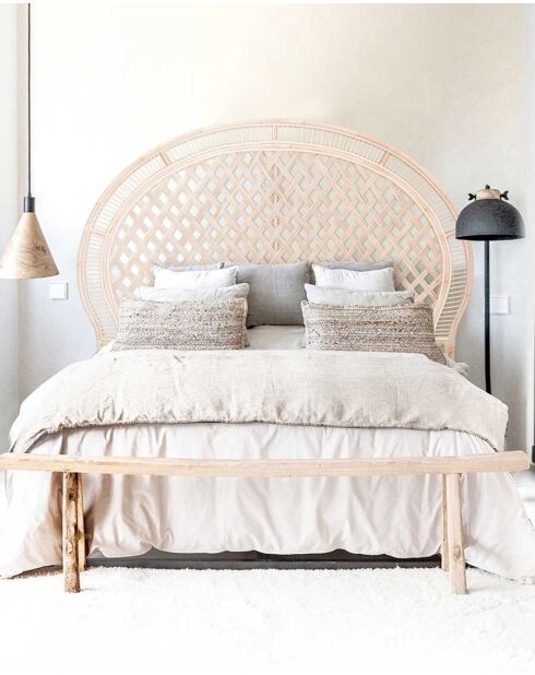 Crown - Tête de lit en rotin tressé - 160x160x30 cm