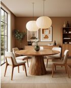 Bistrot - Ronde mangohouten eettafel, conische basis en vriendelijke stijl - 120x76 cm