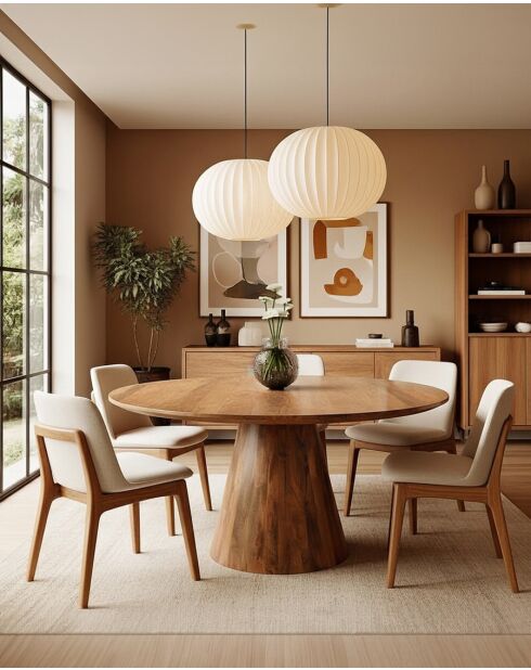 Bistrot - Ronde mangohouten eettafel, conische basis en vriendelijke stijl - 120x76 cm