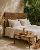 Nest - Tête de lit tressée en jacinthe d'eau et acajou - 160x10x100 cm