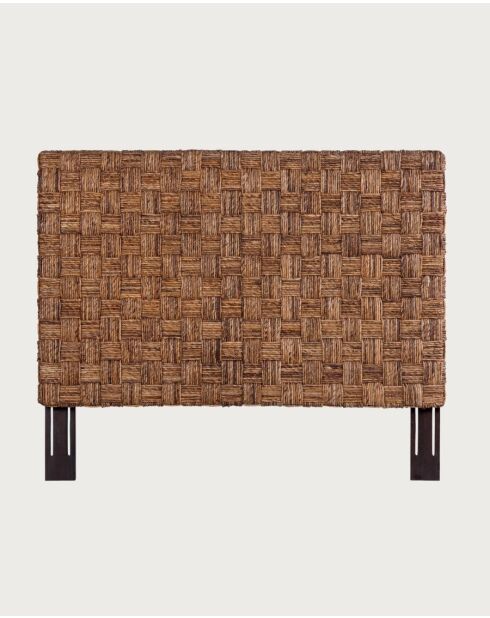 Nest - Tête de lit tressée en jacinthe d'eau et acajou - 160x10x100 cm