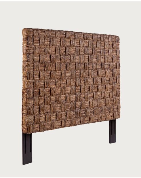 Nest - Tête de lit tressée en jacinthe d'eau et acajou - 160x10x100 cm