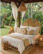 Rimba - Tête de lit en rotin Feuilles - 160x10x150 cm