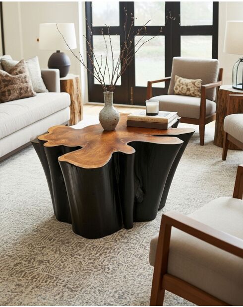 Timberly - Table basse tronc d'arbre massif 80cm