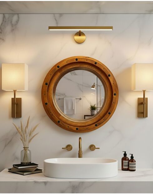 Boïa - Miroir hublot en bois massif de manguier - 45x5 cm