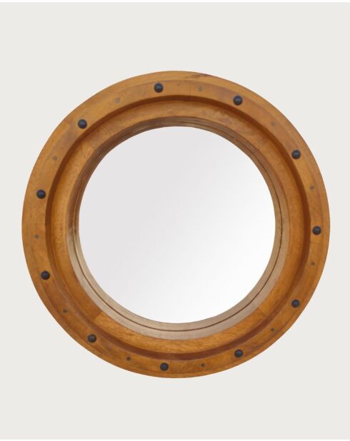 Boïa - Miroir hublot en bois massif de manguier - 45x5 cm
