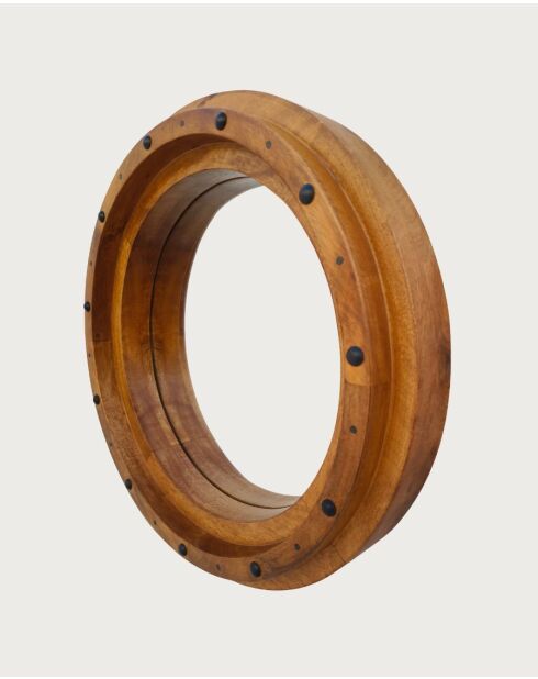 Boïa - Miroir hublot en bois massif de manguier - 45x5 cm