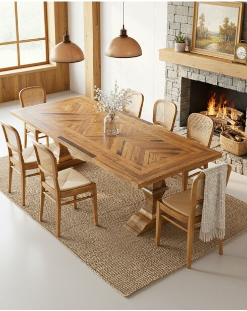 Maestro - Mesa de comedor de madera de eucalipto - 220x100x76 cm