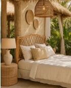 Také - Testiera rettangolare in rattan 160 cm - 160x10x80 cm