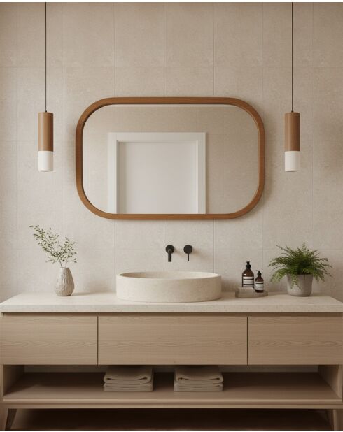 Niva - Miroir rectangulaire en bois massif de manguier - 50x3,5x76 cm