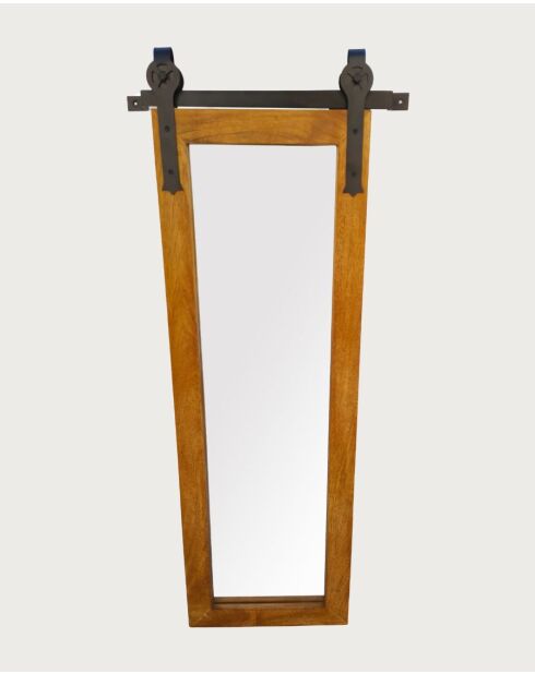 Zara - Miroir mural rectangulaire en bois massif et métal - 40x3X120 cm