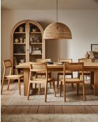 Baldachin — 2 Esszimmerstühle aus massivem Teakholz und Rattan — 44x48x81 cm