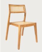 Baldachin — 2 Esszimmerstühle aus massivem Teakholz und Rattan — 44x48x81 cm