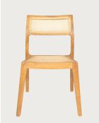 Baldachin — 2 Esszimmerstühle aus massivem Teakholz und Rattan — 44x48x81 cm