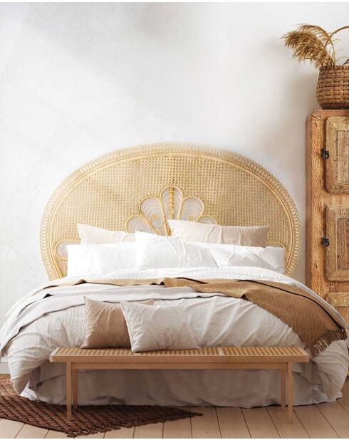 Coco - Tête de lit en rotin tressé - 160x160x30 cm