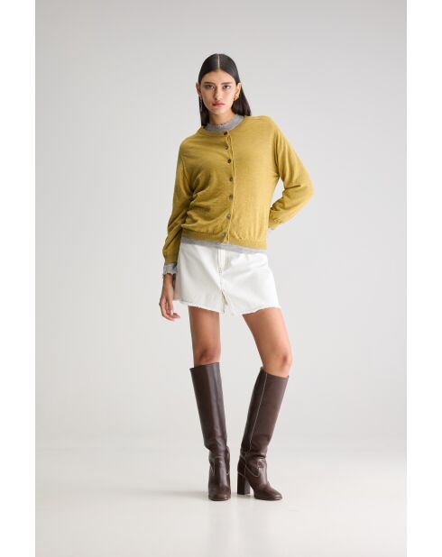 Neeta antiekgouden vest van linnenmix