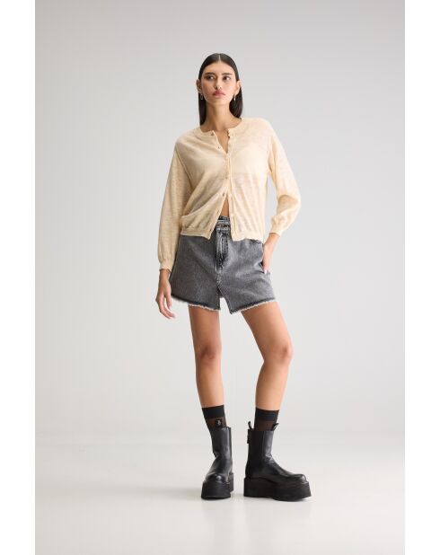 Neeta vest van ivoorkleurige linnenmix