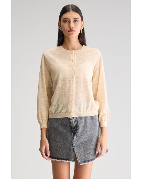 Neeta vest van ivoorkleurige linnenmix