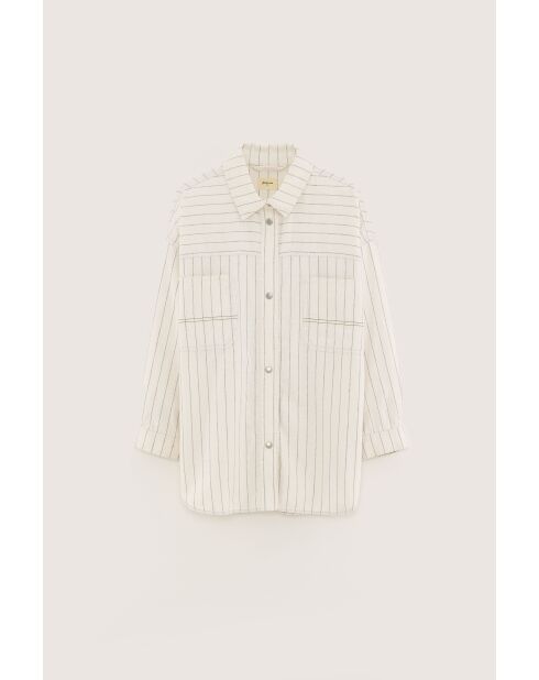 Guru ecrufarbenes gestreiftes Überhemd