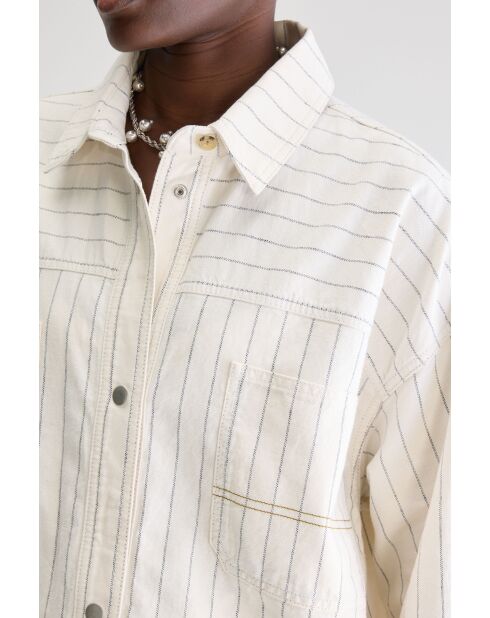 Guru ecrufarbenes gestreiftes Überhemd
