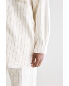 Guru ecrufarbenes gestreiftes Überhemd